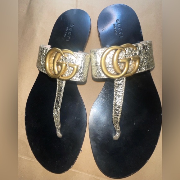 AUTHENTIC double G Gucci leather slides size 38 - Picture 8 of 11